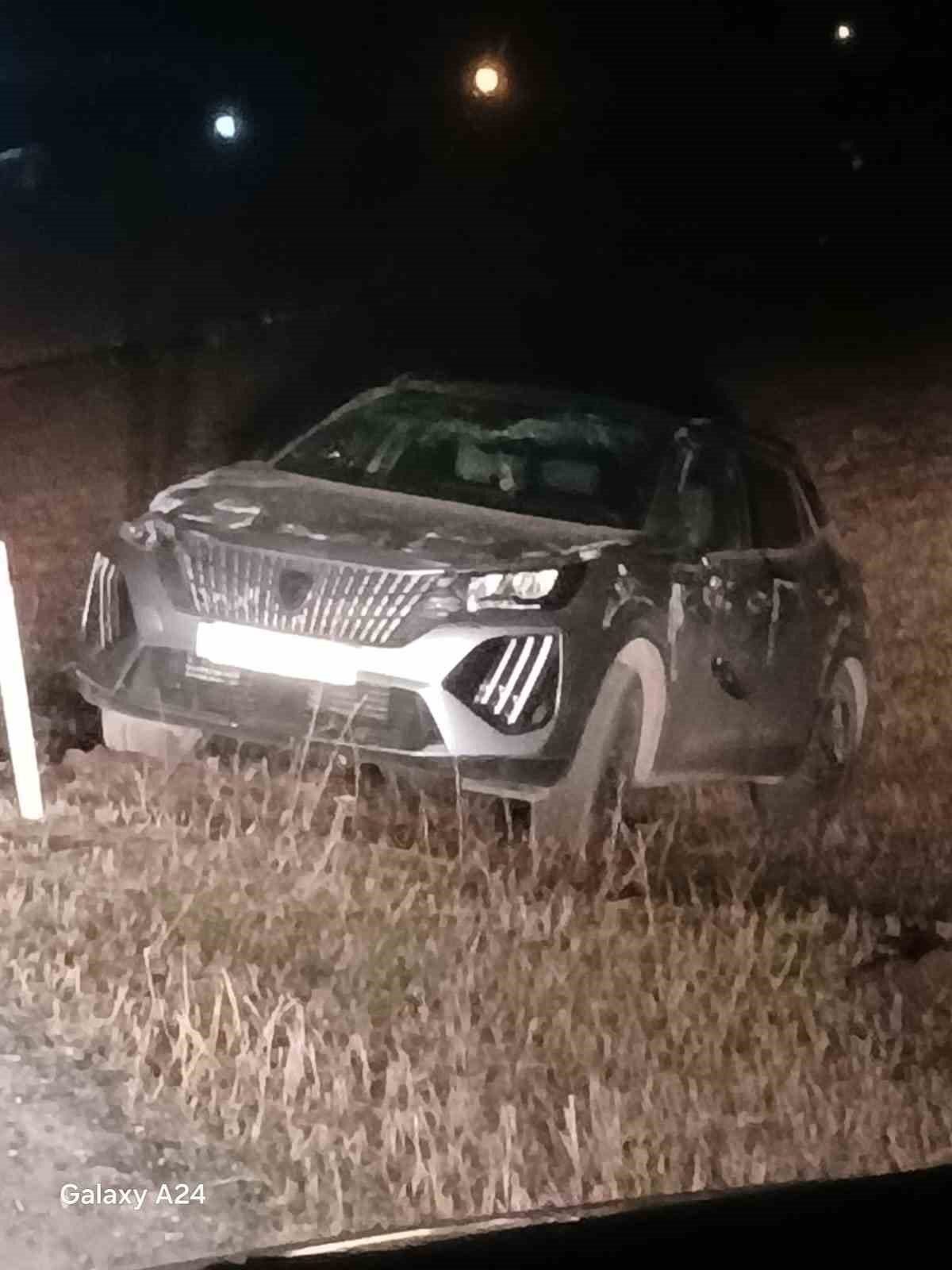 Erzurum’un Karayazı ilçesinde meydana gelen trafik kazasında, kontrolden çıkarak şarampole