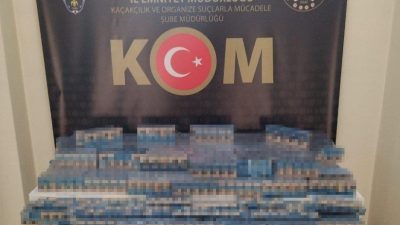 Erzurum’da polis ekiplerince düzenlenen operasyonda 3 bin 442 paket gümrük