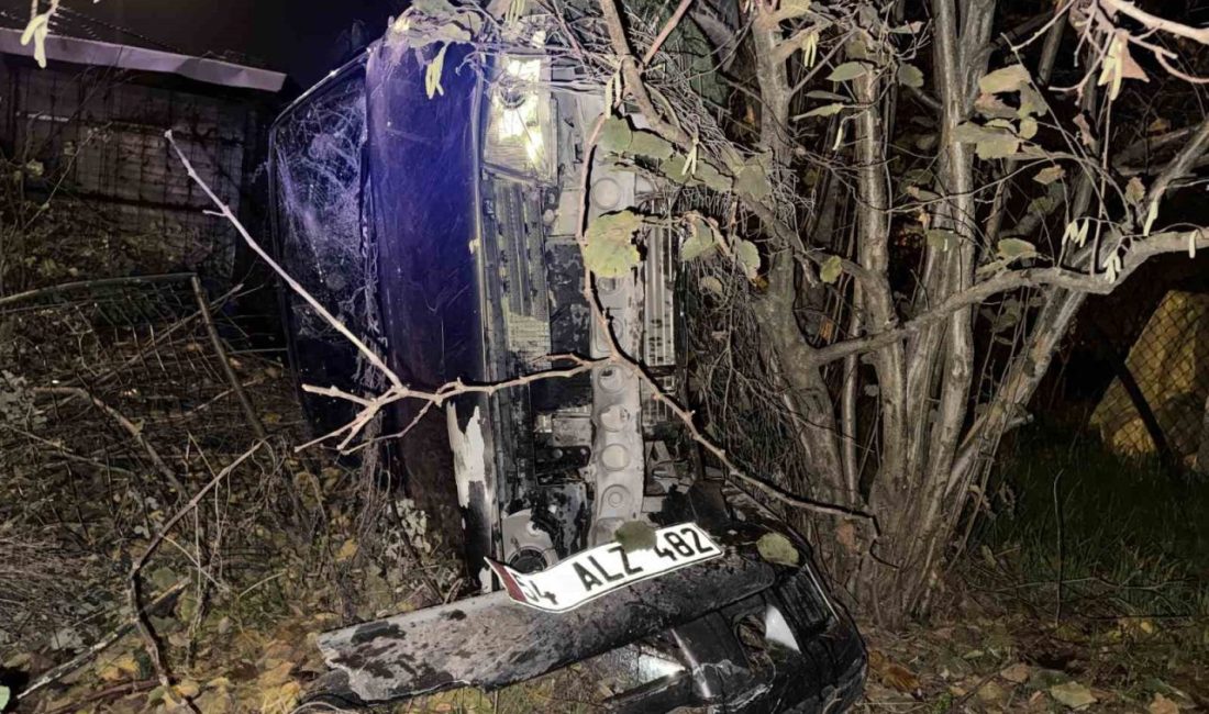 Sakarya’nın Adapazarı ilçesinde hafif ticari araç ile çarpışan otomobilin tarlaya