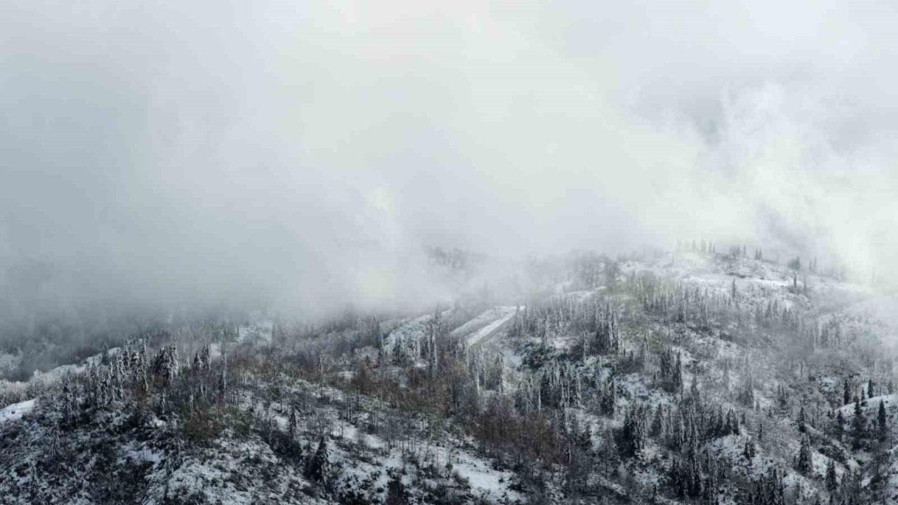 Rize’nin şehir merkezine en yakın yaylası olan Handüzü Yaylası’nda karın