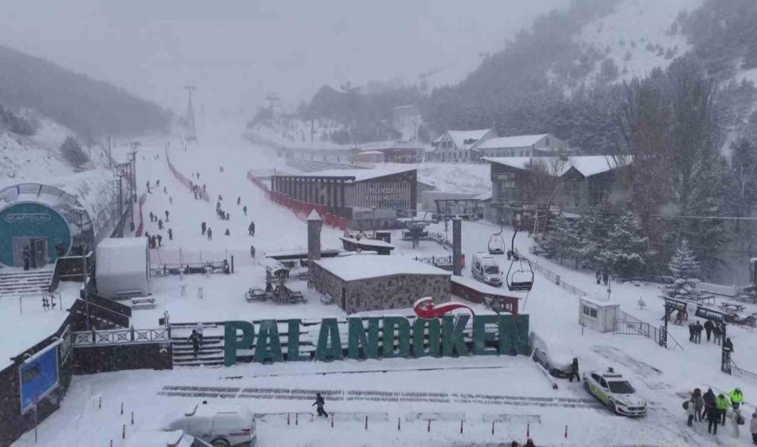 Erzurum’da yaklaşan yılbaşı öncesi yaşanan etkili olan kar yağışı Palandöken