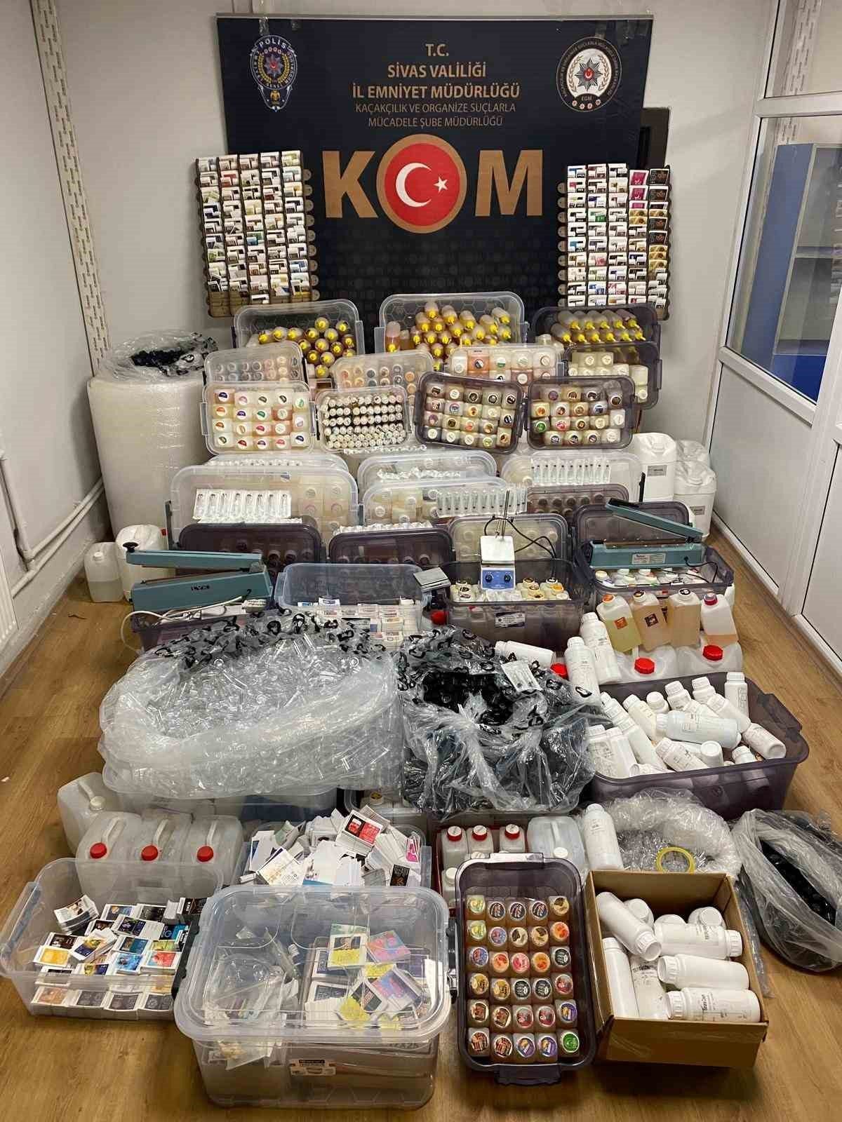 Sivas’ta kaçak elektronik sigara likiti üretimi yapılan bir imalathaneye düzenlenen