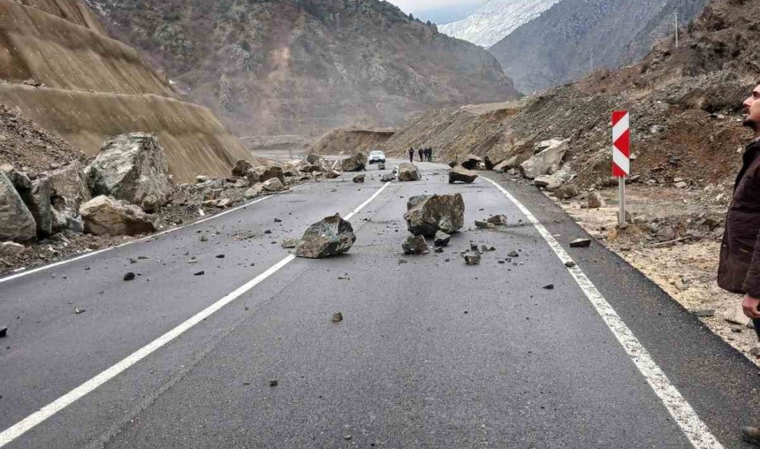 Artvin-Şavşat Karayolu’nda meydana gelen heyelanda yol kısa süreliğine ulaşıma kapanırken,