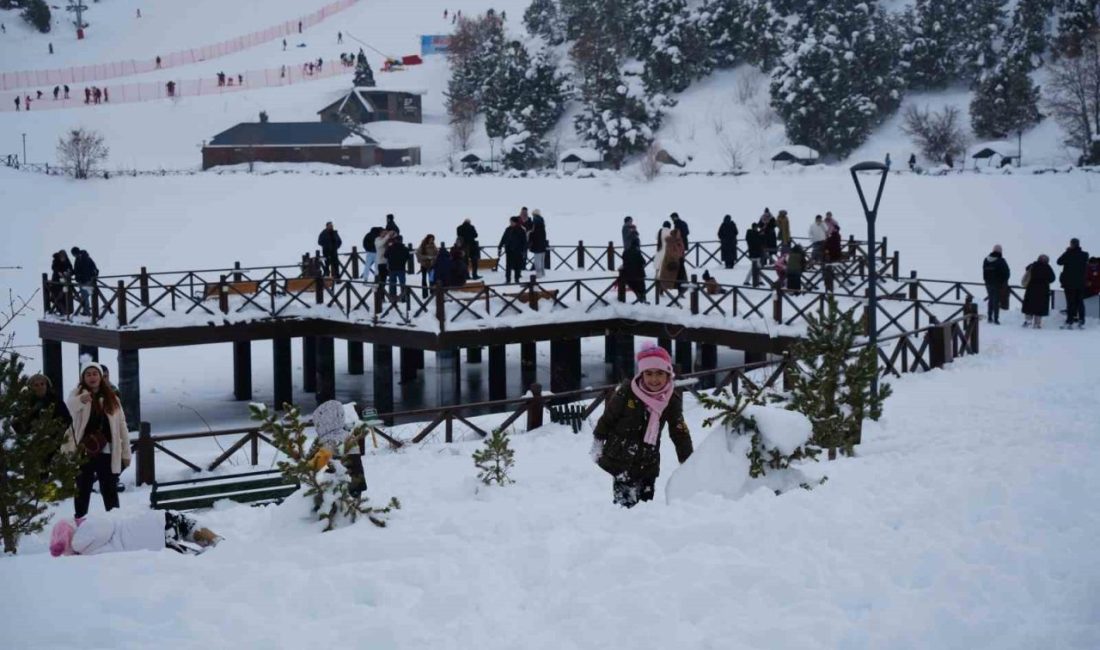 Erzincan’daki Ergan Kayak Merkezi, yarıyıl tatili dolayısıyla kayak severlerin ve