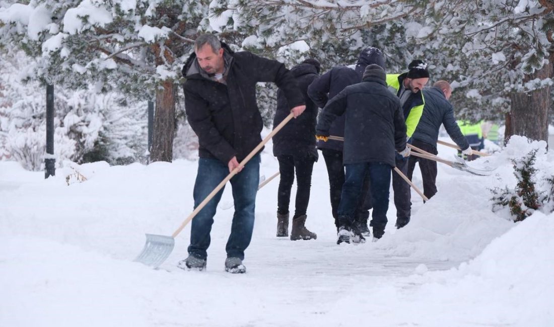 Erzincan’da etkili olan kar yağışı nedeniyle Erzincan Belediyesi ekipleri, şehir