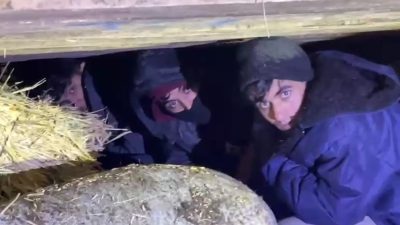 Kars’ta saman yüklü kamyonetin kasasına gizlenmiş 3 Afganistan uyruklu düzensiz