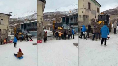 Erzincan’ın Üzümlü ilçesinde çocukların kış aylarında kızak yapmak için kullandığı