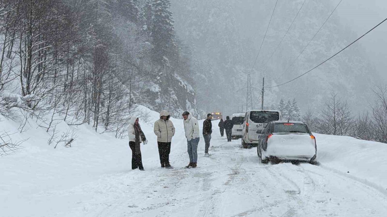 Trabzon-Bayburt karayolu Tilkibeli mevkiinde meydana gelen çığ nedeniyle karayolu ulaşıma