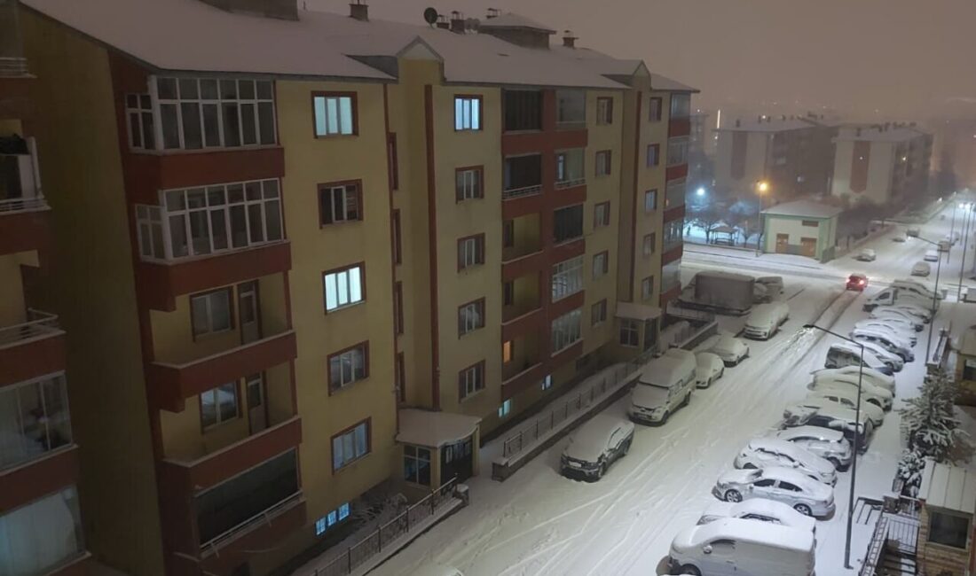 Erzurum’da akşam saatlerinde etkili olmaya başlayan kar yağışı etkili oluyor.