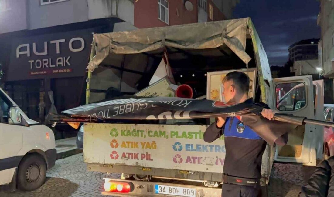 Rize’de kaldırımlara yönelik işgallere karşı gerçekleşen denetimlerde reklam ve otomobil