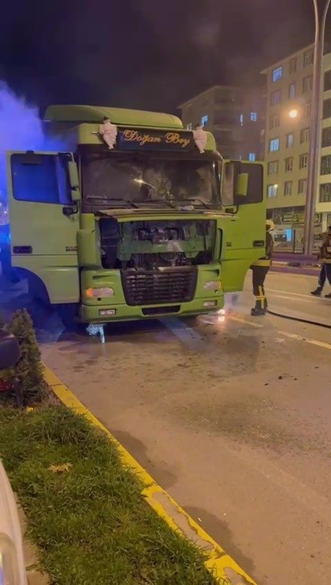 Kocaeli’nin Karamürsel ilçesinde seyir halindeki bir tırda yangın çıktı. Alevler,