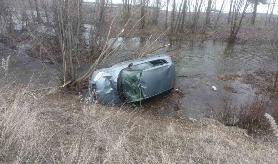 Bayburt yakınlarında kontrolden çıkarak Akşar Deresi’ne uçan otomobilin sürücüsü hafif