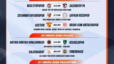 Trendyol Süper Lig’in 31. haftasındaki Galatasaray-Fenerbahçe derbisinin 26 Nisan Pazar