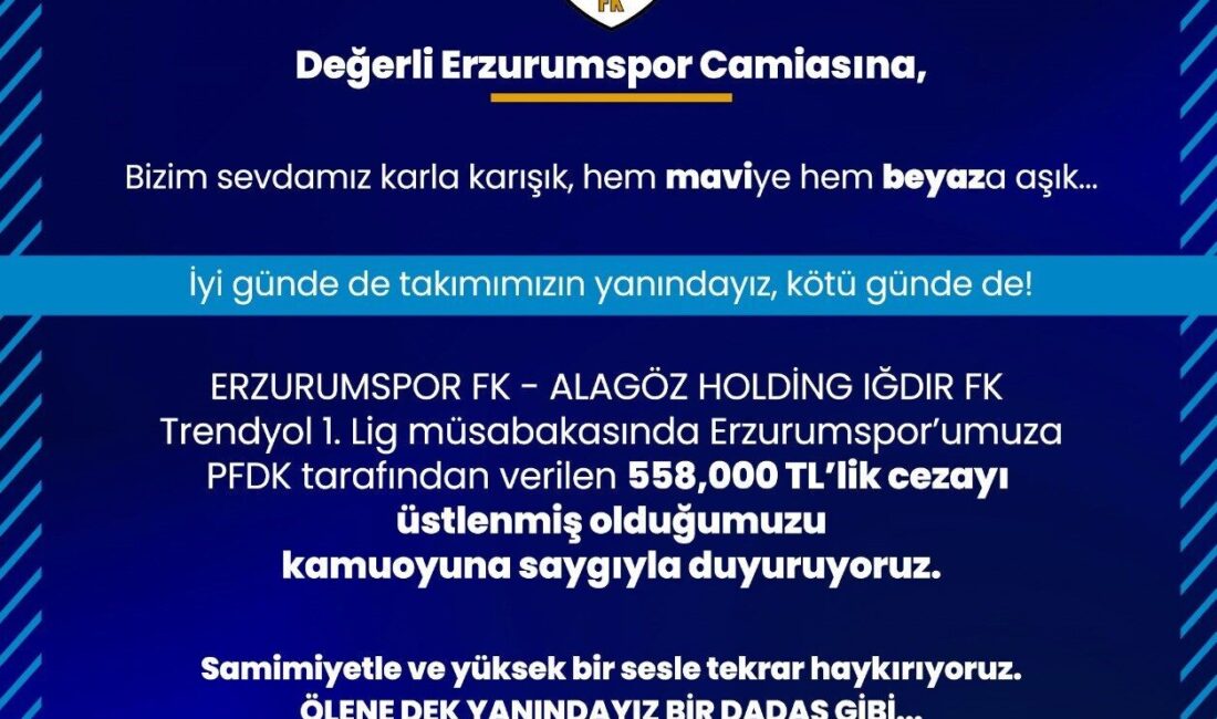 Erzurumspor FK’ya verilen AK Parti Erzurum İl Başkanı Av. İbrahim