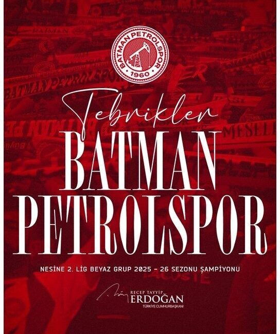 Cumhurbaşkanı Recep Tayyip Erdoğan, TFF 1’inci Lig’e yükselen Batman Pertolspor
