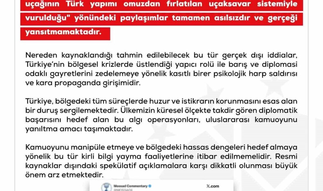 Dezenformasyonla Mücadele Merkezi (DMM) tarafından ABD’nin F-15 savaş uçağının Türk