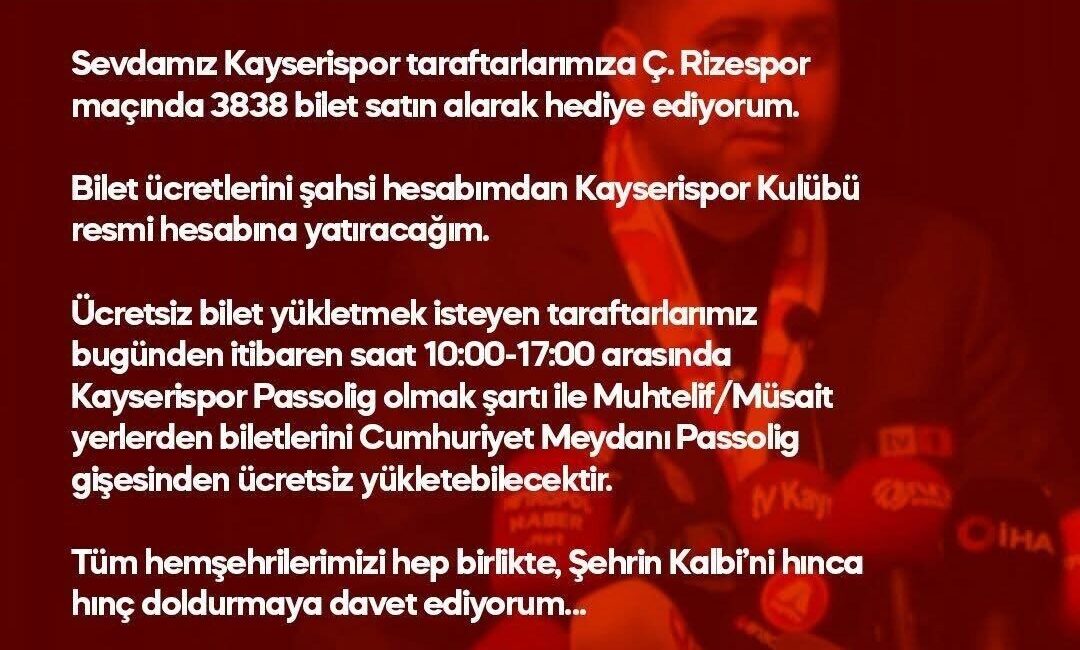 Milliyetçi Hareket Partisi (MHP) Kayseri Milletvekili Baki Ersoy, Kayserispor-Rizespor maçı
