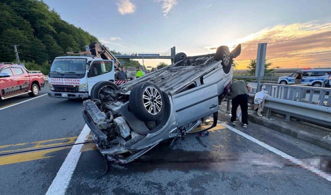 Rize’de kontrolden çıkarak bariyerlere çarpan otomobil takla atarak sürüklendi. 4