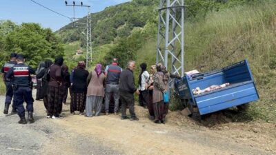Zonguldak’ın Alaplı ilçesinde “patpat” olarak bilinen motorlu tarım aracının devrilmesi