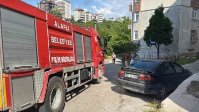 Zonguldak’ın Alaplı ilçesinde yemek yapılırken gaz kaçağı nedeniyle alev alan