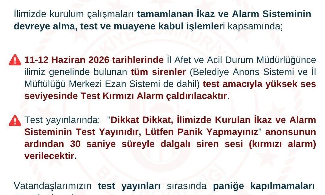 Bartın’da afet ve acil durum olaylarına karşı erken uyarı amacıyla
