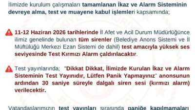 Bartın’da afet ve acil durum olaylarına karşı erken uyarı amacıyla