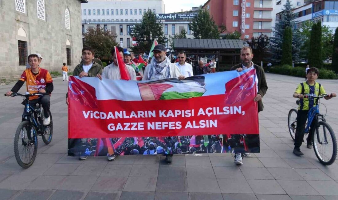 Erzurum’da hekimler, sağlık çalışanları ve vatandaşlar, İsrail’in Gazze’ye yönelik saldırılarını