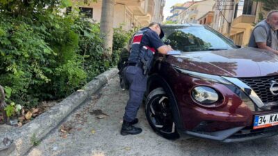 Zonguldak’ta yokuş çıkarken kontrolden çıkan otomobilin geri geri kayarak kavak