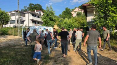 Sakarya’nın Akyazı ilçesinde ıhlamur toplamak için merdivenle ağaca çıkan 68