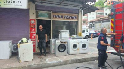 Zonguldak’ın Karadeniz Ereğli ilçesinde beyaz eşya tamiri yapılan iş yerinin