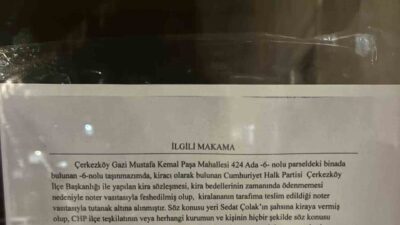 Cumhuriyet Halk Partisi Çerkezköy İlçe Teşkilatı’nda görevden alınan ilçe başkanı