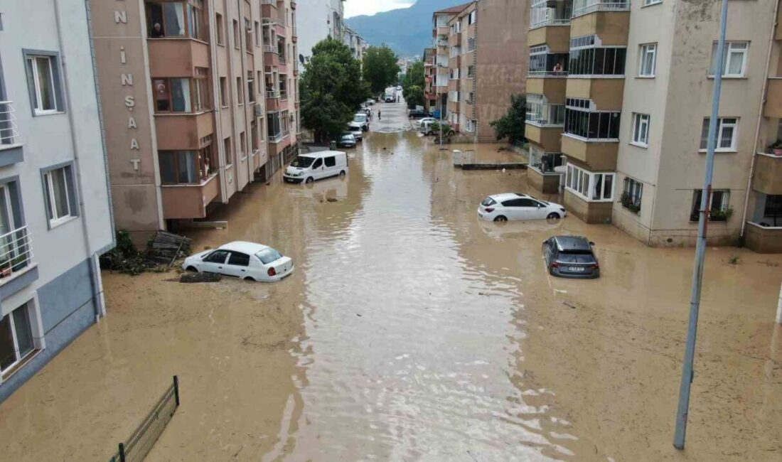 Kastamonu’nun Cide ilçesinde kuvvetli sağanak yağışların ardından Devrekani Çayının taşması